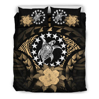 Cook Islands Duvet Cover Set - Cook Island Flag Turtle & Gold Hibiscus - Polynesian Pride