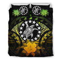 Cook Islands Duvet Cover Set - Flag Turtle & Reggae Hibiscus - Polynesian Pride