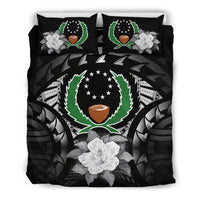 Pohnpei Duvet Cover Set - Pohnpei Flag & Gray Hibiscus - Polynesian Pride