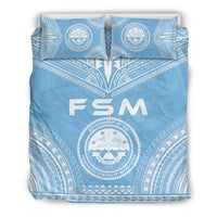 Federated States Of Micronesia Flag Polynesian Chief Duvet Cover Set Blue - Polynesian Pride