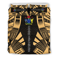 Cook Islands Duvet Cover Set - Polynesian Tattoo Gold - Polynesian Pride