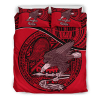 American Samoa Duvet Cover Set - American Samoa Seal & Flag Red - Polynesian Pride