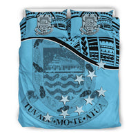 Tuvalu Duvet Cover Set - Coat Of Arms & Flag Blue - Polynesian Pride