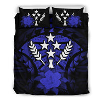 Kosrae Duvet Cover Set - Kosrae Flag & Dark Blue Hibiscus - Polynesian Pride