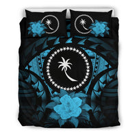 Chuuk Duvet Cover Set - Chuuk Flag & Blue Hibiscus - Polynesian Pride