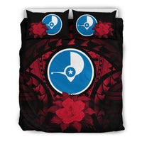 Yap Duvet Cover Set - Yap Flag & Red Hibiscus - Polynesian Pride