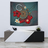 Cook Islands Tapestry - Blue Turtle Tribal Small 60" x 51" Blue - Polynesian Pride
