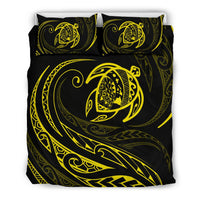 Hawaiian Map Turtle Polynesian Bedding Set - Yellow - Frida Style Black - Polynesian Pride