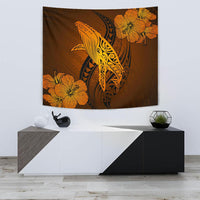 Hawaii Whale Swim Poly Tapestry Wall Tapestry 75cm*90cm Gold - Polynesian Pride