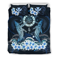 Polynesian Duvet Cover Set - Hawaii Bedding Set Shark Polynesia Compass Plumeria Blue - Polynesian Pride