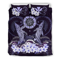 Polynesian Duvet Cover Set - Hawaii Bedding Set Shark Polynesia Compass Plumeria Purple - Polynesian Pride