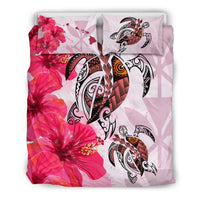 Polynesian Duvet Cover Set - Hawaii Bedding Set Polynesia Turtle Hibiscus Pink - Polynesian Pride