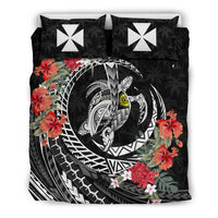 Polynesian Duvet Cover Set - Wallis and Futuna Bedding Set Polynesia Map Turtle Hibiscus - Polynesian Pride