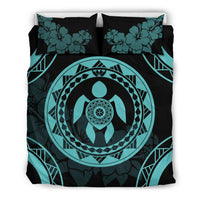 Turtle Hibiscus Polynesian Duvet Cover - Emerald Color - Polynesian Pride