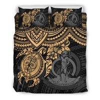 Vanuatu Polynesian Duvet Cover Set - Gold Turtle - Polynesian Pride