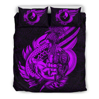 Polynesian Bedding Set - Yap Duvet Cover Set Father And Son Purple - Polynesian Pride