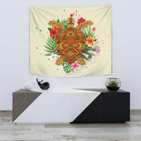 Hawaii Turtle Life Hibiscus Design Tapestry Wall Tapestry 75cm*90cm Beige - Polynesian Pride