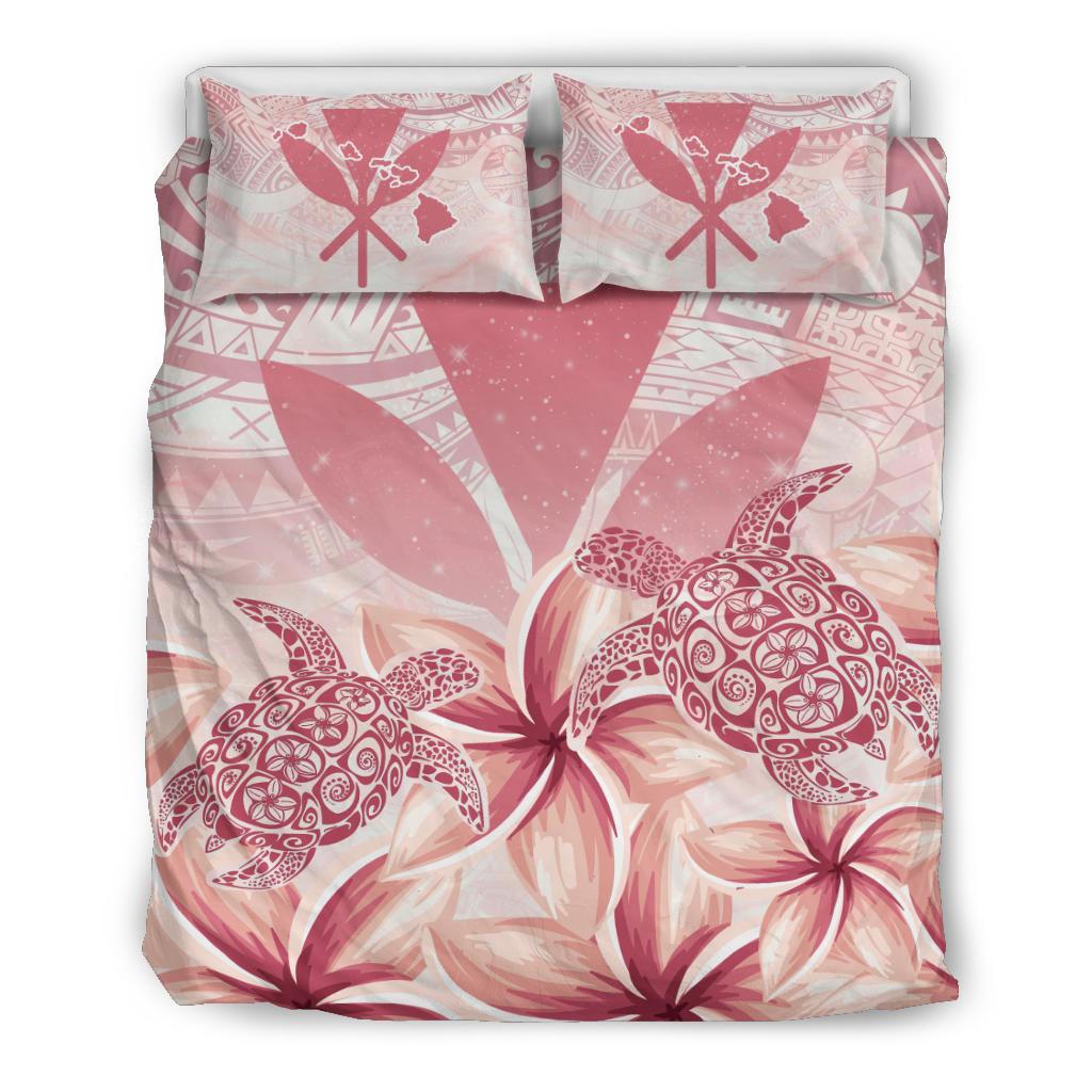 Hawaii Bedding Set - Hawaii Turtle Kanaka Plumeria Polynesian Pink Bedding Set Pink - Polynesian Pride
