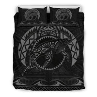 Hawaiian Polynesian Whale Bedding Set Grey Grey - Polynesian Pride