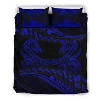 New Zealand Bedding Set Blue Manaia Maori - Silver Fern Duvet Cover - Polynesian Pride