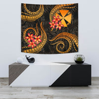 Wallis and Futuna Tapestry - Gold Plumeria TAPESTRY Small 60" x 51" GOLD - Polynesian Pride