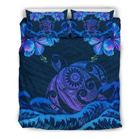 Hawaiian Turtle Hibiscus Polynesian - Bedding Set - Lucy Style Indigo - Polynesian Pride