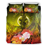Vanuatu Bedding Set - Humpback Whale with Tropical Flowers (Yellow) - Polynesian Pride