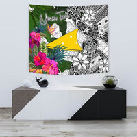 Tokelau Custom Personalised Tapestry White - Turtle Plumeria Banana Leaf - Polynesian Pride