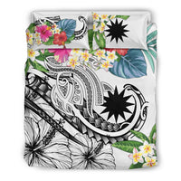 Nauru Polynesian Bedding Set - Summer Plumeria (White) - Polynesian Pride