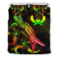 Pohnpei Polynesian Bedding Set - Turtle With Blooming Hibiscus Reggae - Polynesian Pride