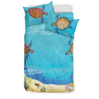 Hawaii Duvet Cover Set - Sea Turtle Underwater Painting 2 - Polynesian Pride