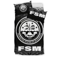 Federated States Of Micronesia Duvet Cover Set - Black Fog Style - Polynesian Pride