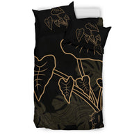 Hawaiian Monstera Kalo Gold Bedding Set - Polynesian Pride