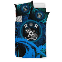 Tonga Bedding Set - Hibiscus And Wave Light Blue - Polynesian Pride