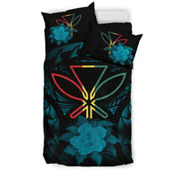 Hawaii Duvet Cover Set - Kanaka Maoli Turquoise Hibiscus Rising - Polynesian Pride