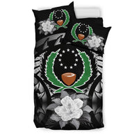 Pohnpei Duvet Cover Set - Pohnpei Flag & Gray Hibiscus - Polynesian Pride