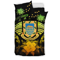 Tuvalu Duvet Cover Set - Tuvalu Coat Of Arms & Reggae Hibiscus - Polynesian Pride