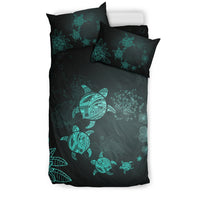 Hawaiian Turtle Plumeria Hibiscus Deep Sea Polynesian Bedding Set - Polynesian Pride