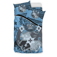 Tonga Duvet Cover Set - Tonga Coat Of Arms Blue - Polynesian Pride