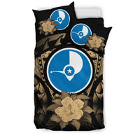Yap Duvet Cover Set - Yap Flag & Reggae Hibiscus - Polynesian Pride