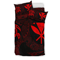 Hawaiian Map Kanaka Maoli Turtle Polynesian Bedding Set Red - Polynesian Pride