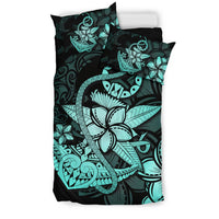 Hawaiian Anchor Plumeria Hamerhead Shark Polynesian Bedding Set - Turquoise - Polynesian Pride