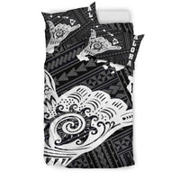 Hawaiian Shaka Aloha Map Polynesian Bedding Set White - Polynesian Pride