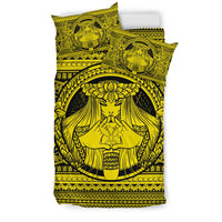 Hawaiian Map Madame Pele Kanaka Plumeria Polynesian Bedding Set Yellow - Polynesian Pride