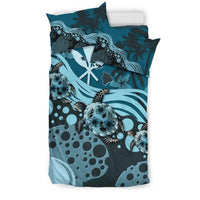 Polynesian Duvet Cover Set - Hawaii Bedding Set Blue Turtle Hibiscus - Polynesian Pride