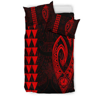 Hawaiian Kakau Fish Hook Polynesian Bedding Set - Red - Polynesian Pride