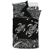 Polynesian Bedding Set - Hawaii Duvet Cover Set White Sea Turtle - Polynesian Pride