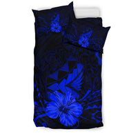 Hawaiian Map Heart Turtle Tattoo Hibiscus Polynesian Bedding Seto - Blue - Polynesian Pride