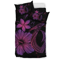 Hawaiian Fish Hook Hibiscus Plumeria Polynesian Bedding Set - Pink - Polynesian Pride