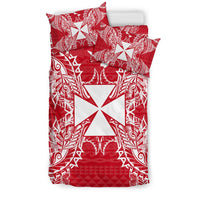 Polynesian Bedding Set - Wallis And Futuna Duvet Cover Set Map Red White - Polynesian Pride